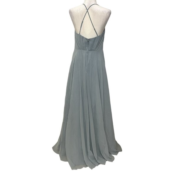 DB Studio Celebrate Baby Blue Chiffon Crisscross Back Gown Dress Size 8 Prom - Picture 2 of 11